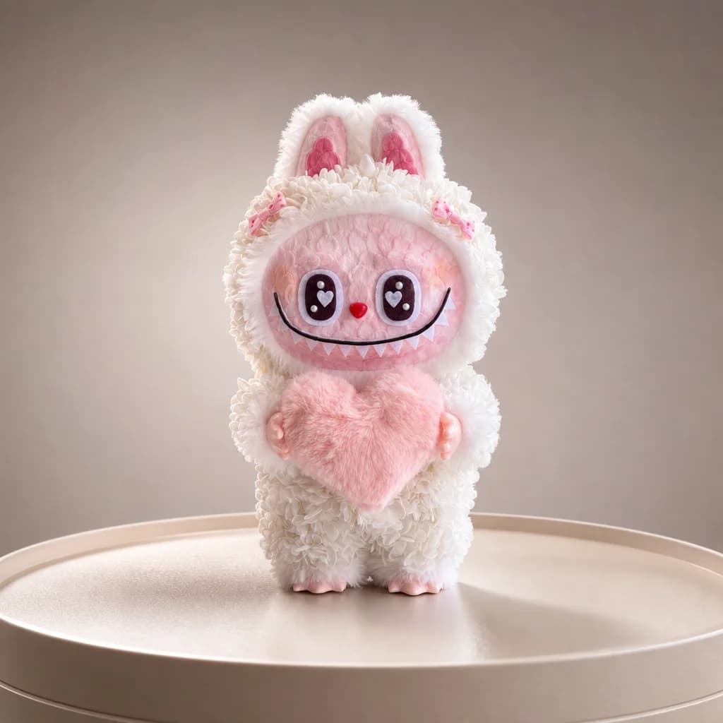 Heart Labubu | Flower Labubu Sculpture (Size L) craft